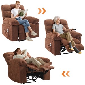 Swivel Rocker Recliner Chair with Massage & Heating, Comfy Upholstered Seating Nursery Glider Chair, Rocking Chairs, Adjustable Reclining Chair Sofa - 1 of 4