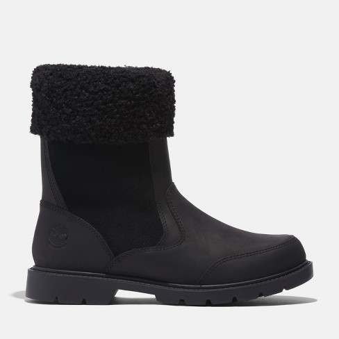 Black timberlands womens with hot sale fur