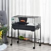 PawHut Two-Story Small Animal Cage Removable from Stand, Guinea Pig, Hedgehog, Chinchilla, Ferret, Shelf & Wheels - 3 of 4