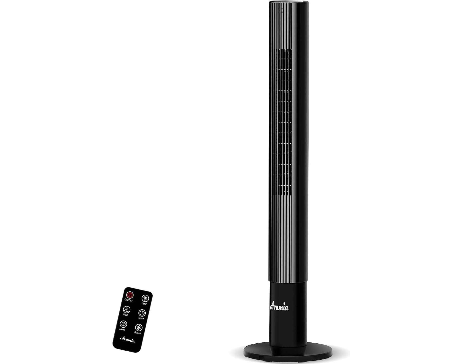 AVAMIA 43" Bladeless Tower Fan, 85° Oscillating Quiet Fan with Remote, 3 Speeds & Modes, 12H Timer, 26ft/s Airflow for Bedroom & Office