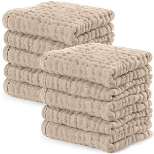 Baby Washcloths Muslin Cotton, Large 10”x10” by Comfy Cubs - 1 of 4