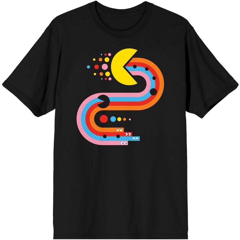 PacMan Ghost Chase Men's Black Tshirt, 1 of 3