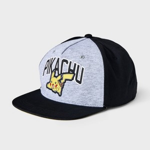 Kids' Pokemon Pikachu Flat Brim Hat - Black - 1 of 3