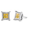 Haus of Brilliance Silver 1/2 Cttw Yellow Princess Diamond Quad Stud Earring - 2 of 4
