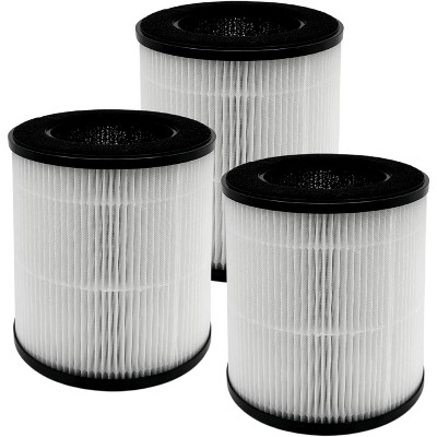 Nispira B-D02L Filter Replacement for MOOKA KOIOS Air Purifiers, VEWIOR B-D02U Air Purifier 3-in-1 HEPA Activated Carbon, 3 Packs