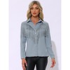 INSPIRE CHIC Women's Fringe Long Sleeve Button Down Disco Party Shirts - 3 of 4