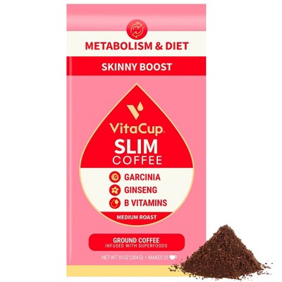 Vitacup Slim Ground Coffee Diet Metabolism W Garcinia Ginseng B Vitamins Medium Roast 10oz Target