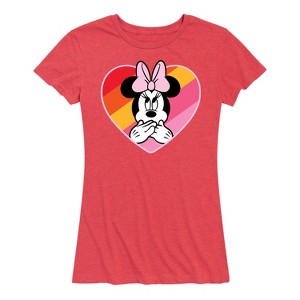 Women's - Disney - Oops Minnie Rainbow Heart Short Sleeve Graphic T-Shirt - 1 of 4