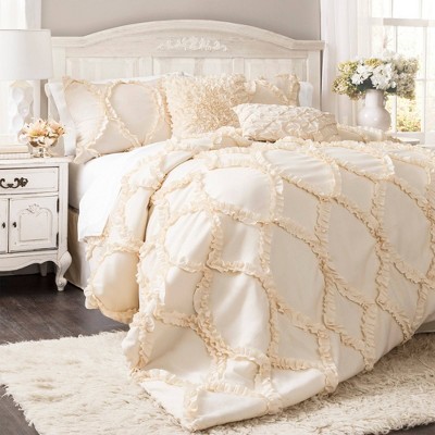 Avon Ogee Texture Comforter Set (king) Ivory 3pc - Lush Décor : Target