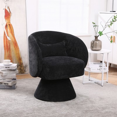 TOAOTBNBO 360° Swivel Accent Chair With Barrel-curved backrest, Modern Armchair for Bedroom Club Chair with Sloping Arms and Stylish Base