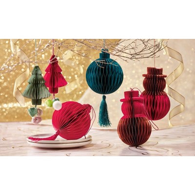 tagltd Paper Tree Pom Pom Green Multi Mini Christmas Xmas Holiday Tree Ornament For Home Decor Windowsills