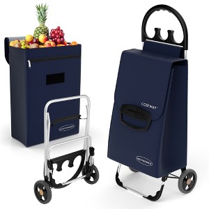 Costway Folding Shopping Cart Grocery Hand Truck Utility Removable Bag w/ Cozy Handle - 1 of 4