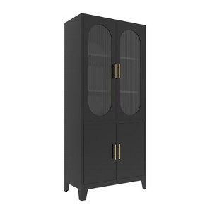 Fontoi Decorative Storage Cabinets, Dining Room Storage Cabinets with 2 Doors, Storage Sideboard Cabinet with 2 Drawers, Black, 31.5"*15.74"*70.87" - 1 of 4