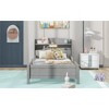 APRILSOUL Wood Full Size Platform Bed with Built-in LED Light, Storage Headboard and Guardrail, White - 2 of 4