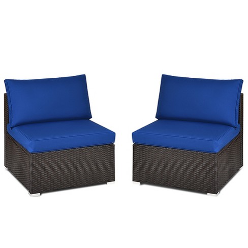 Tangkula 2PCS Patio Sectional Armless Sofas Rattan Furniture Set Outdoor w/ Cushions - image 1 of 4