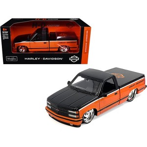 1993 Chevrolet 454 SS Pickup Truck "Harley Davidson" Black and Orange "H-D Custom" Series 1/24 Diecast Model Car by Maisto - 1 of 3