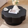 Gulches Black Flower Plum Blossom Shaped MDF Coffee Table with Storage Iron Frame 31x31x13 Inch Modern Easy Assembly - 3 of 4