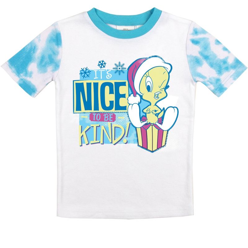 Looney Tunes Tweety It's Nice To Be Kind Youth Blue & White Wash Pattern Sleep Set, 2 of 5