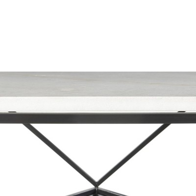 Conner White Marble and Black Metal 2-Piece Table Set