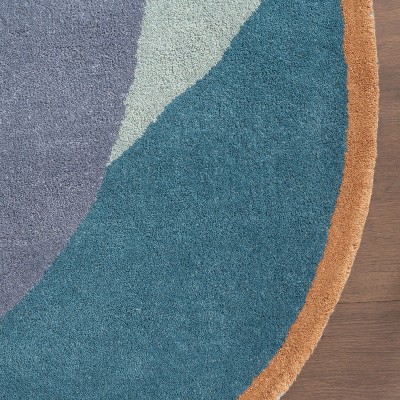 Blue Abstract Handmade Tufted Wool 8' x 10' Rug