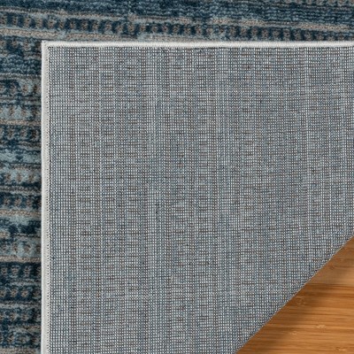 Blue and Gray Tufted Rectangular Synthetic Area Rug
