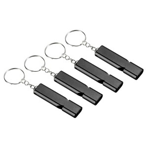 Unique Bargains Aluminum Alloy Camping Hiking Boating Survival Signal Double Tubes Whistles 4 Pcs - 1 of 4
