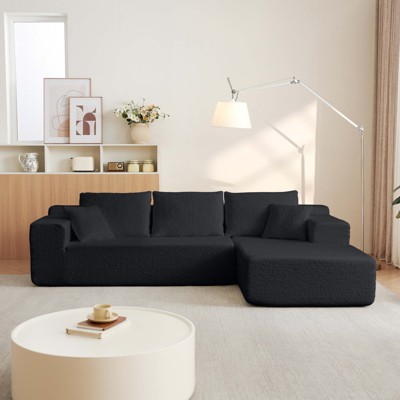 TiramisuBest 104 Inch Cloud Sectional Couch Chenille L Shape Chaise Deep Seat Modular Sofa Vacuum Compressed 5 Pillow Wrinkle Free