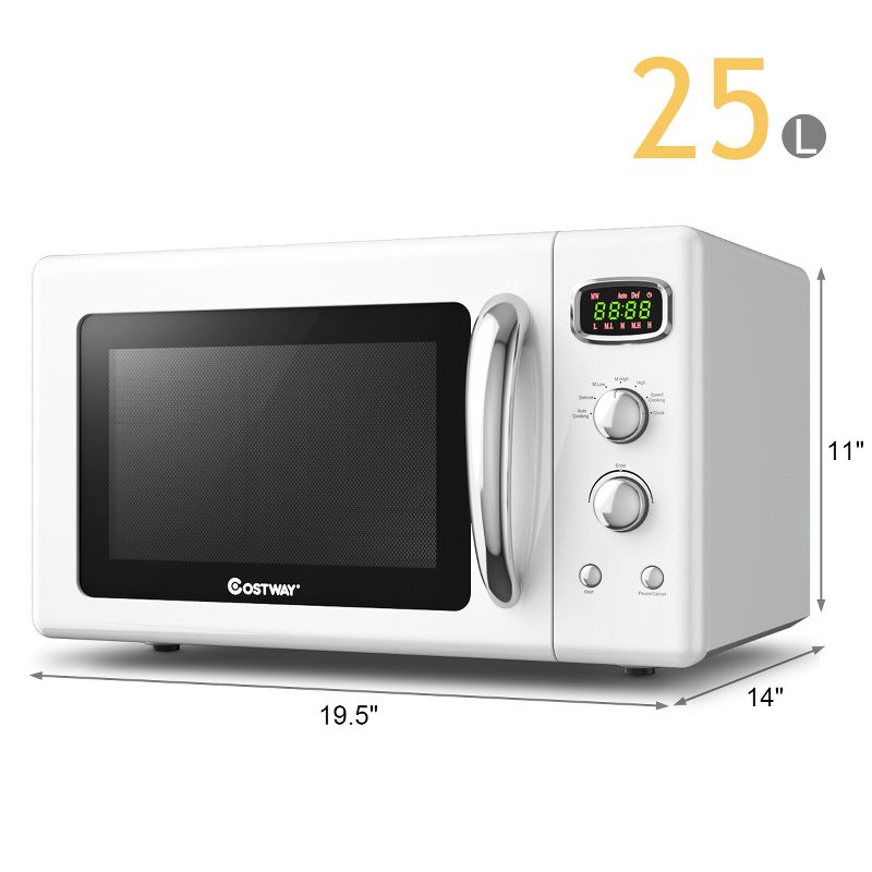 Costway 0.9Cu.ft. Retro Countertop Compact Microwave Oven 900W 8 Cooking Settings BlackGreenWhite, 3 of 11