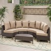 5-Piece Outdoor Wicker Half-Circle Patio Conversation Set with Cushions, Modular Sectional Sofa and Coffee Table for Backyard-The Pop Home - 2 of 4