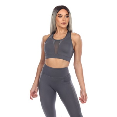 Women's Racer Back Sports Bra Black - White Mark