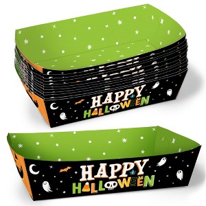 Big Dot of Happiness Jack-O'-Lantern Party Paper Food Trays, Disposable Food Boats for Kids Halloween Party, Double-Sided Meal Holders - 12 Ct - 1 of 4
