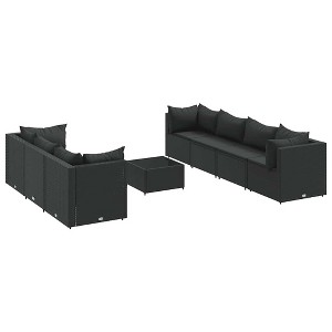vidaXL Patio Lounge Set with Cushions Sectional Sofa Garden Backyard Poly Rattan - Black 7-Piece - 1 of 4