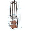 VECELO Freestanding Industrial Coat Rack with Metal Basket, 2 Shelves & 8 Dual Hooks – Entryway Hall Tree for Hats, Bags, and Scarves - 3 of 4