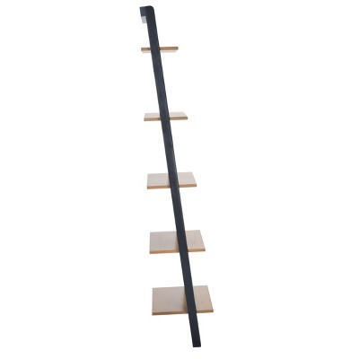 Allaire 5-Tier Natural/Charcoal Wood Ladder Etagere