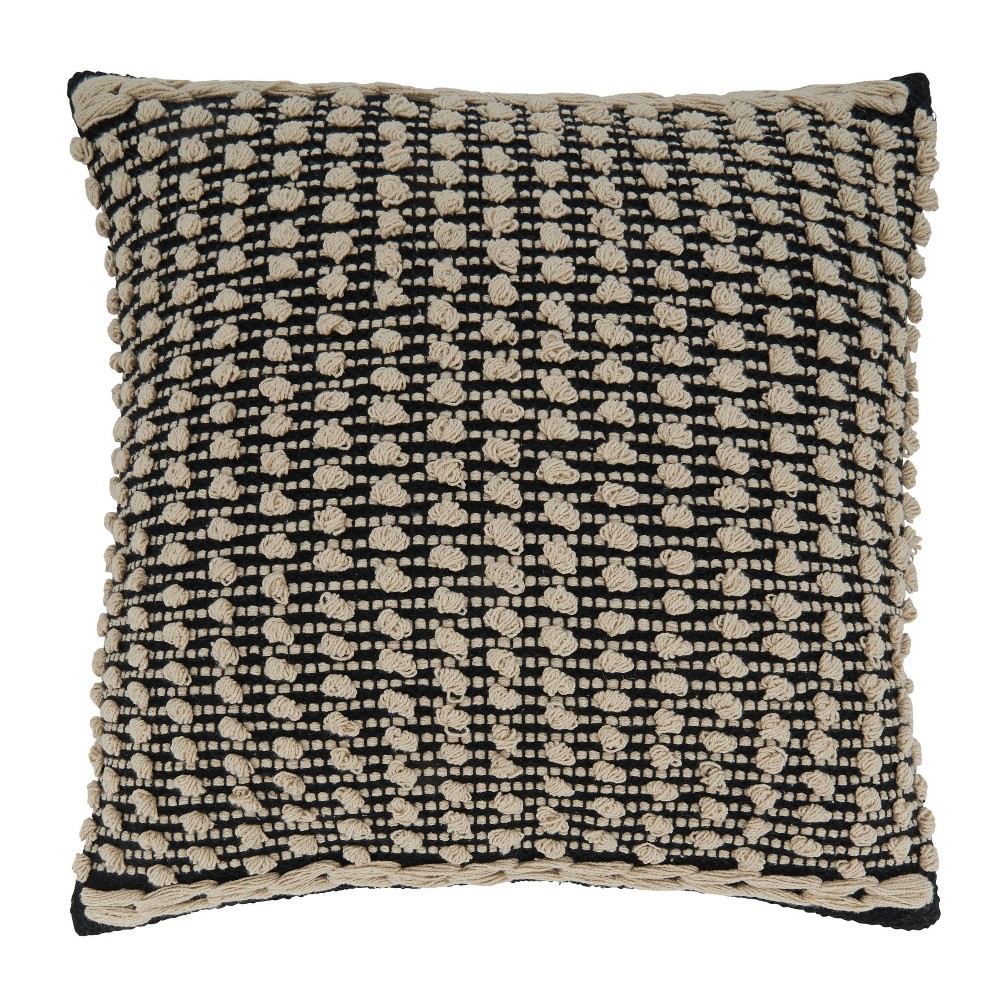 Photos - Pillowcase 20"x20" Oversize Cotton with Knotted Design Square Throw Pillow Cover Blac