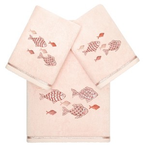 Linum Home Textiles 100% Turkish Cotton FIGI Embellished Towel Set - 1 of 4
