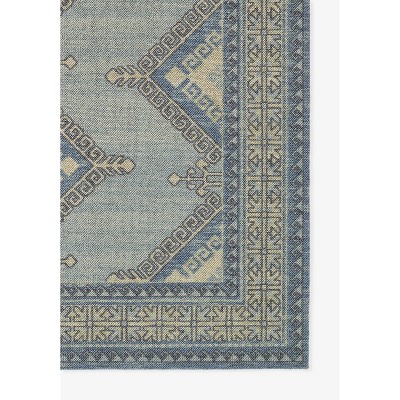 Blue Wool and Nylon Medallion Rectangular Area Rug