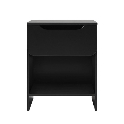 TIRAMISUBEST Modern 1-Drawer Nightstand in Black - Minimalist Bedside Table with Storage Cubby & Mobile File Cabinet