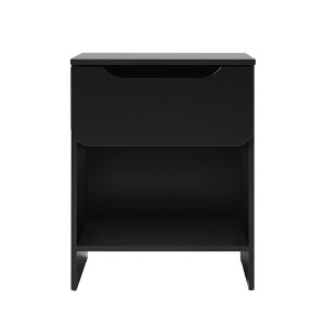 TIRAMISUBEST Modern 1-Drawer Nightstand in Black - Minimalist Bedside Table with Storage Cubby & Mobile File Cabinet - 1 of 4
