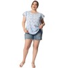 Agnes Orinda Women's Plus Size Floral Ruffle Short Sleeve Chiffon Round Neck Casual Summer Blouses - 3 of 4