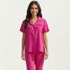 Anna-Kaci Lounge Women's Short Sleeve Pajama Set with Button-Up Top Lace Trim Sleeves Chest Pocket and Relaxed Fit Lounge Pants - 2 of 4