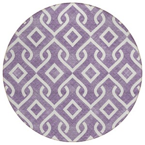 Purple And Ivory Geometric Washable Indoor Outdoor Area Rug - 1 of 4