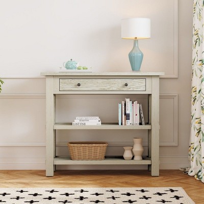 CAVINAS 36 inch Console Table with Drawer,Rustic Entryway Table with 2 Sturdy Shelves for Living Room,Hallway