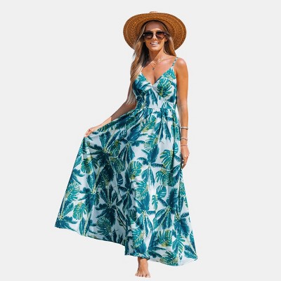 Women's Tropical Leaf Print Maxi Dress - Cupshe : Target