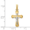 Black Bow Jewelry 14k Two Tone Gold Hollow INRI Crucifix Rounded Cross Pendant - 4 of 4