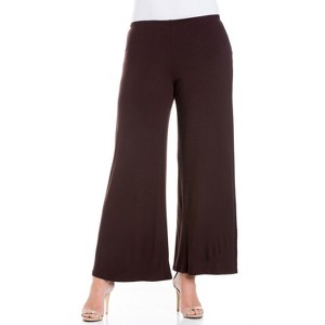 24seven Comfort Apparel Women's Plus Women's Plus Wide-leg Palazzo Pants - 1 of 4