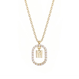 Adornia 14k Gold Plated Floating Letter CZ Frame Necklace - 1 of 2