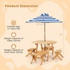 Costway Kids Wooden Table Set with Octagon Table 4 Stools & Removable Adjustable Umbrella Grey/Natural - 3 of 4