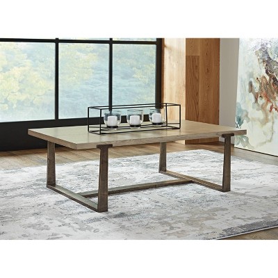 Dalenville Rectangular Black and Gray Wood Metal Coffee Table