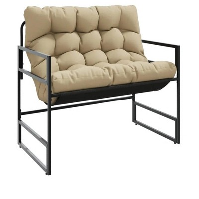 Patio Bench with Cushion Taupe 44.5" Steel